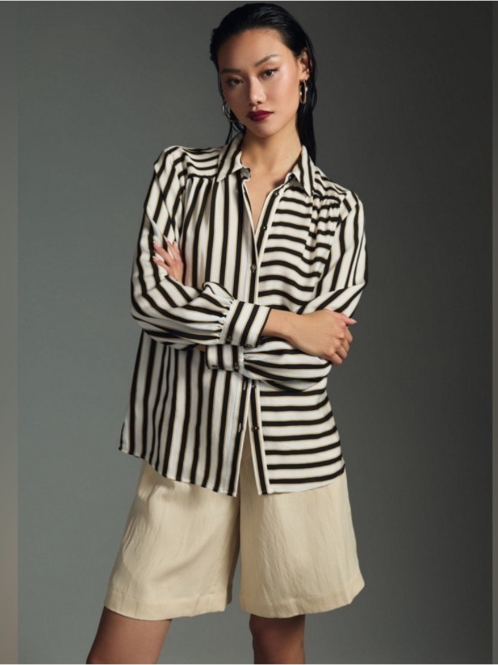 Maeve Silky Striped Buttondown from Anthropologie